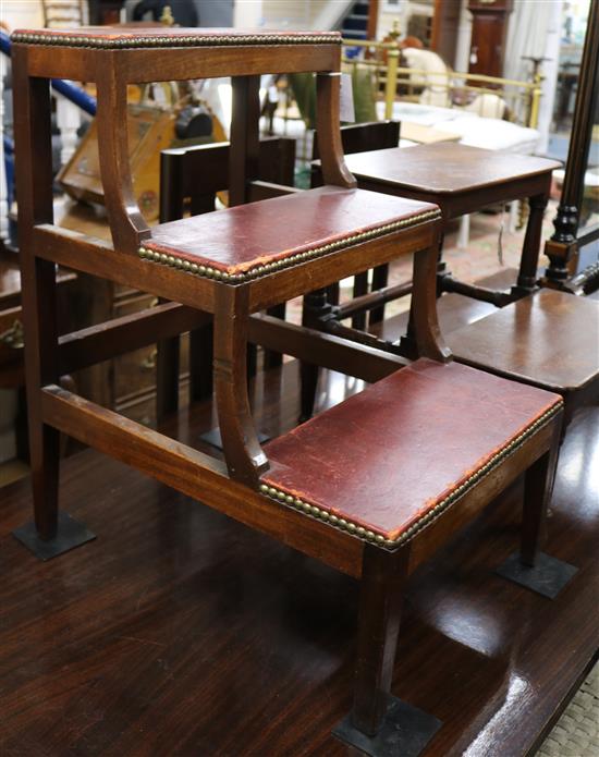 A set of Sheraton period mahogany framed library steps, c.1795, 41cm